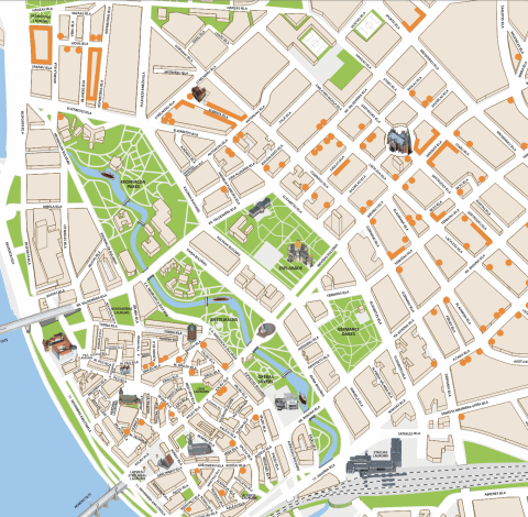 Karte mit Jugendstilhäusern