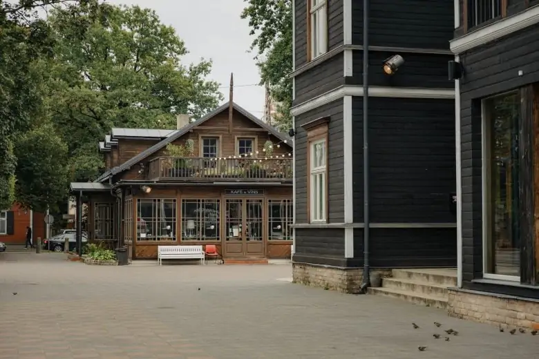 Wooden architecture in Kalnciema kvartāls area of Riga