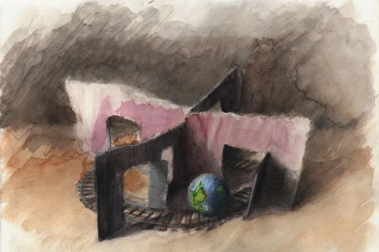 Viktors Timofejevs. Non-Existent System. 2025. Paper, watercolour. Courtesy of the artist. Publicity photo 