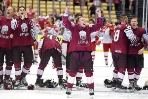 Latvia - Switzerland. Hockey test match
