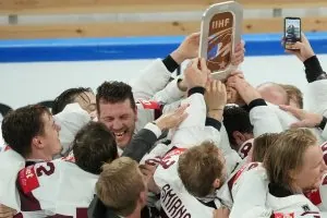 Latvia - Switzerland. Hockey test match